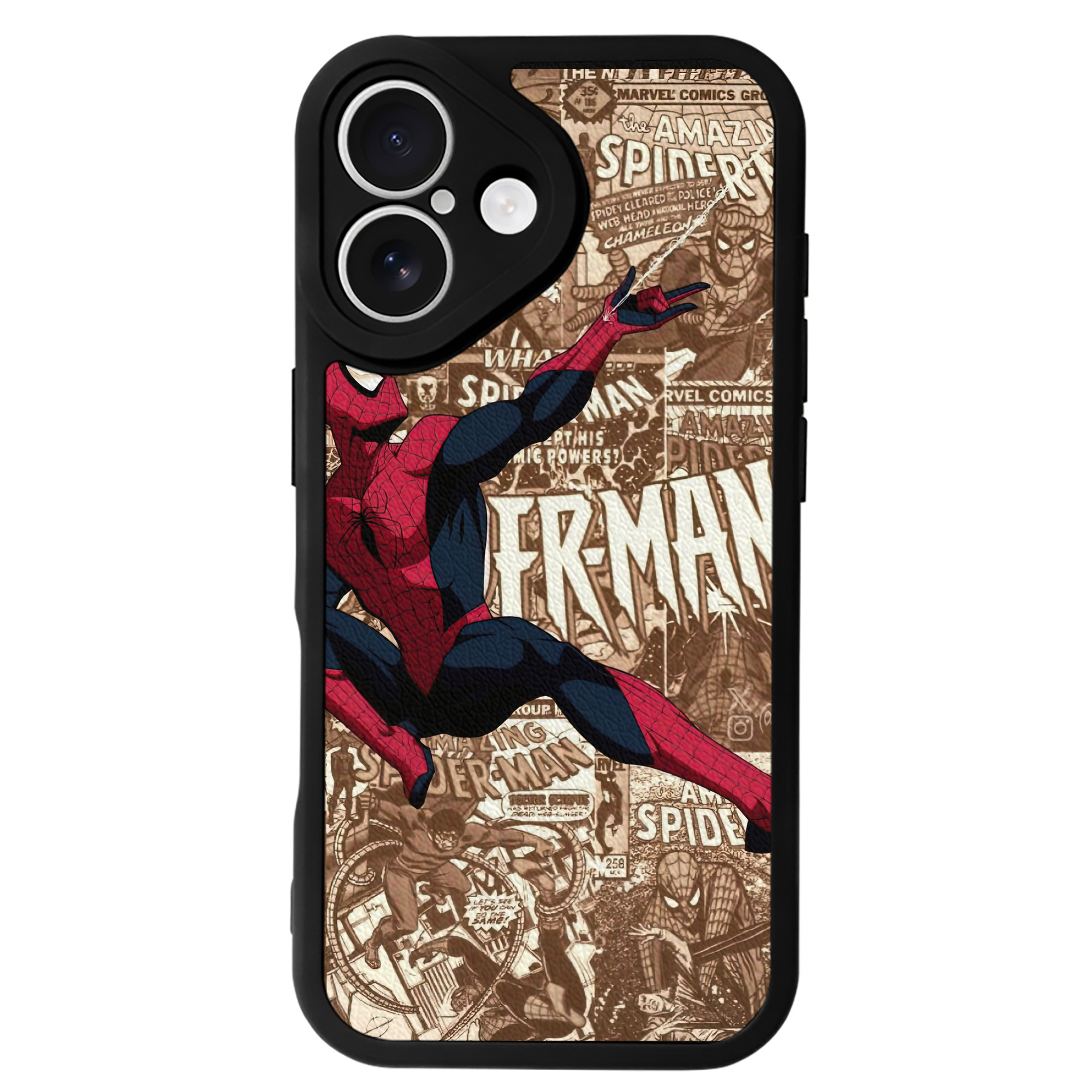 （画像用） Spider Man スパイダーマン 【iPhone 16シリーズ対応】シリコンスマホケース（レザー調） 材質：シリコン